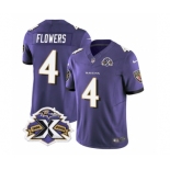 Men's Baltimore Ravens #4 Zay Flowers Purple 2023 F.U.S.E With Patch Throwback Vapor Limited Stitched Jersey