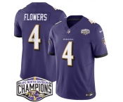 Men's Baltimore Ravens #4 Zay Flowers Purple F.U.S.E 2024 AFC North Division Champions Vapor Limited Football Jersey