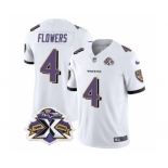 Men's Baltimore Ravens #4 Zay Flowers White 2023 F.U.S.E With Patch Throwback Vapor Limited Stitched Jersey