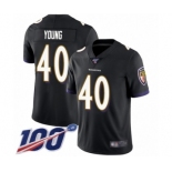 Men's Baltimore Ravens #40 Kenny Young Black Alternate Vapor Untouchable Limited Player 100th Season Football Jersey