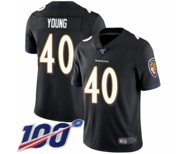 Men's Baltimore Ravens #40 Kenny Young Black Alternate Vapor Untouchable Limited Player 100th Season Football Jersey