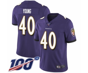 Men's Baltimore Ravens #40 Kenny Young Purple Team Color Vapor Untouchable Limited Player 100th Season Football Jersey