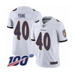 Men's Baltimore Ravens #40 Kenny Young White Vapor Untouchable Limited Player 100th Season Football Jersey