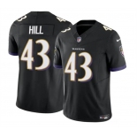 Men's Baltimore Ravens #43 Justice Hill Black 2023 F.U.S.E. Vapor Limited Football Stitched Jersey