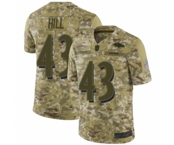 Men's Baltimore Ravens #43 Justice Hill Limited Camo 2018 Salute to Service Football Jersey