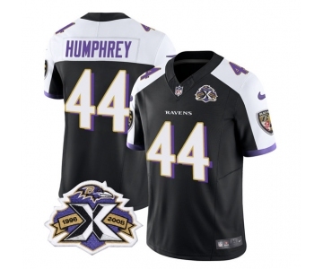 Men's Baltimore Ravens #44 Marlon Humphrey Black White 2023 F.U.S.E With Patch Throwback Vapor Limited Stitched Jersey