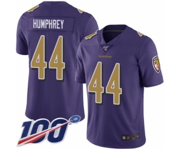 Men's Baltimore Ravens #44 Marlon Humphrey Limited Purple Rush Vapor Untouchable 100th Season Football Jersey