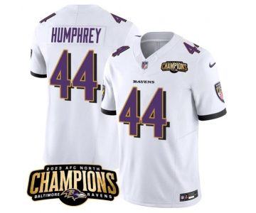 Men's Baltimore Ravens #44 Marlon Humphrey White 2023 F.U.S.E. AFC North Champions Vapor Limited Football Stitched Jersey