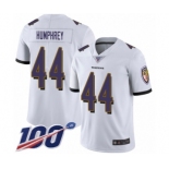 Men's Baltimore Ravens #44 Marlon Humphrey White Vapor Untouchable Limited Player 100th Season Football Jersey