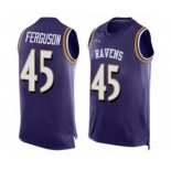 Men's Baltimore Ravens #45 Jaylon Ferguson Limited Purple Player Name & Number Tank Top Football Jersey