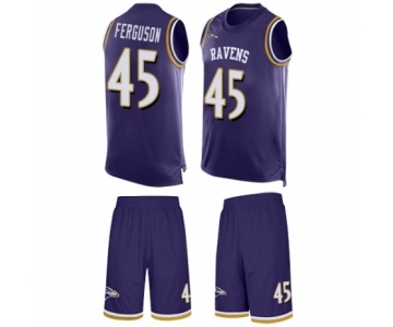 Men's Baltimore Ravens #45 Jaylon Ferguson Limited Purple Tank Top Suit Football Jersey