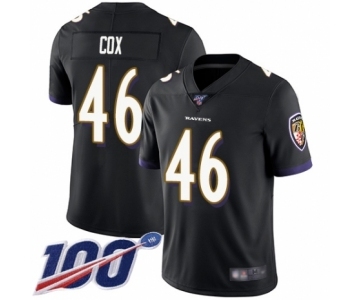 Men's Baltimore Ravens #46 Morgan Cox Black Alternate Vapor Untouchable Limited Player 100th Season Football Jersey