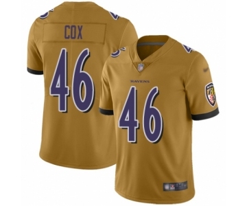 Men's Baltimore Ravens #46 Morgan Cox Limited Gold Inverted Legend Football Jersey