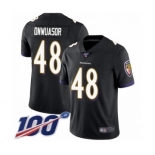 Men's Baltimore Ravens #48 Patrick Onwuasor Black Alternate Vapor Untouchable Limited Player 100th Season Football Jersey