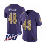 Men's Baltimore Ravens #48 Patrick Onwuasor Limited Purple Rush Vapor Untouchable 100th Season Football Jersey