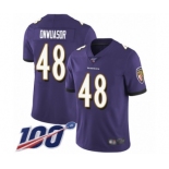 Men's Baltimore Ravens #48 Patrick Onwuasor Purple Team Color Vapor Untouchable Limited Player 100th Season Football Jersey