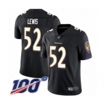 Men's Baltimore Ravens #52 Ray Lewis Black Alternate Vapor Untouchable Limited Player 100th Season Football Jersey