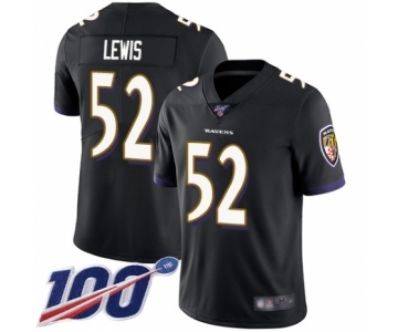 Men's Baltimore Ravens #52 Ray Lewis Black Alternate Vapor Untouchable Limited Player 100th Season Football Jersey