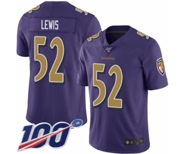 Men's Baltimore Ravens #52 Ray Lewis Limited Purple Rush Vapor Untouchable 100th Season Football Jersey