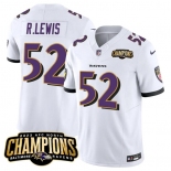 Men's Baltimore Ravens #52 Ray Lewis White 2023 F.U.S.E. AFC North Champions Vapor Limited Football Stitched Jersey