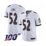 Men's Baltimore Ravens #52 Ray Lewis White Vapor Untouchable Limited Player 100th Season Football Jersey