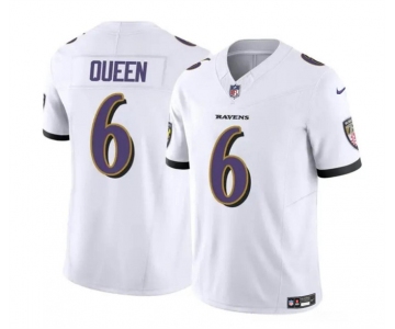 Men's Baltimore Ravens #6 Patrick Queen White 2023 F.U.S.E. Vapor Limited Football Stitched Jersey