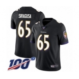 Men's Baltimore Ravens #65 Nico Siragusa Black Alternate Vapor Untouchable Limited Player 100th Season Football Jersey