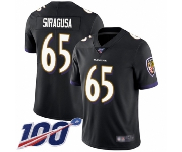 Men's Baltimore Ravens #65 Nico Siragusa Black Alternate Vapor Untouchable Limited Player 100th Season Football Jersey