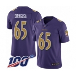 Men's Baltimore Ravens #65 Nico Siragusa Limited Purple Rush Vapor Untouchable 100th Season Football Jersey