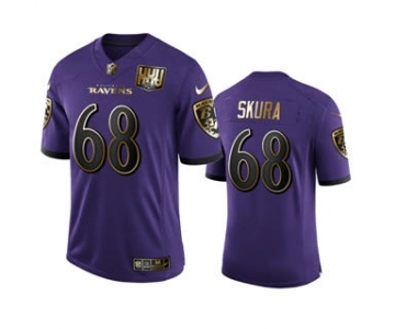 Men's Baltimore Ravens #68 Matt Skura Purple Team 25th Season Golden Limited Football Jersey