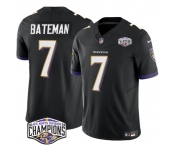 Men's Baltimore Ravens #7 Rashod Bateman Black F.U.S.E 2024 AFC North Division Champions Vapor Limited Football Jersey