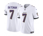 Men's Baltimore Ravens #7 Rashod Bateman White 2023 F.U.S.E Vapor Limited Football Jersey