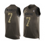 Men's Baltimore Ravens #7 Trace McSorley Limited Green Salute to Service Tank Top Football Jersey