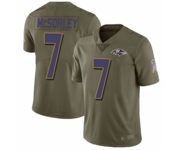 Men's Baltimore Ravens #7 Trace McSorley Limited Olive 2017 Salute to Service Football Jersey