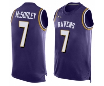 Men's Baltimore Ravens #7 Trace McSorley Limited Purple Player Name & Number Tank Top Football Jersey