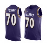 Men's Baltimore Ravens #70 Ben Powers Limited Purple Player Name & Number Tank Top Football Jersey