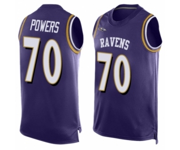 Men's Baltimore Ravens #70 Ben Powers Limited Purple Player Name & Number Tank Top Football Jersey