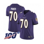 Men's Baltimore Ravens #70 Ben Powers Purple Team Color Vapor Untouchable Limited Player 100th Season Football Jersey