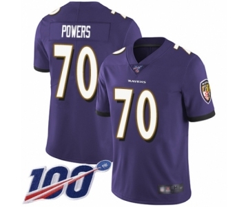 Men's Baltimore Ravens #70 Ben Powers Purple Team Color Vapor Untouchable Limited Player 100th Season Football Jersey