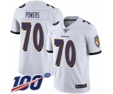 Men's Baltimore Ravens #70 Ben Powers White Vapor Untouchable Limited Player 100th Season Football Jersey