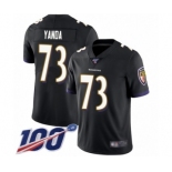 Men's Baltimore Ravens #73 Marshal Yanda Black Alternate Vapor Untouchable Limited Player 100th Season Football Jersey