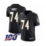 Men's Baltimore Ravens #74 James Hurst Black Alternate Vapor Untouchable Limited Player 100th Season Football Jersey