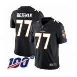 Men's Baltimore Ravens #77 Bradley Bozeman Black Alternate Vapor Untouchable Limited Player 100th Season Football Jersey