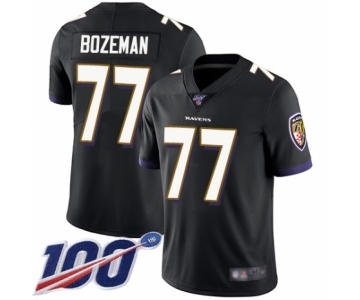 Men's Baltimore Ravens #77 Bradley Bozeman Black Alternate Vapor Untouchable Limited Player 100th Season Football Jersey