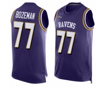 Men's Baltimore Ravens #77 Bradley Bozeman Elite Purple Player Name & Number Tank Top Football Jersey