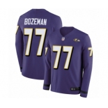 Men's Baltimore Ravens #77 Bradley Bozeman Limited Purple Therma Long Sleeve Football Jersey