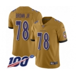 Men's Baltimore Ravens #78 Orlando Brown Jr. Limited Gold Inverted Legend 100th Season Football Jersey