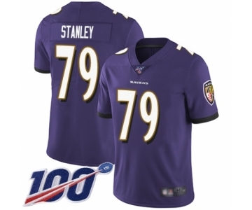 Men's Baltimore Ravens #79 Ronnie Stanley Purple Team Color Vapor Untouchable Limited Player 100th Season Football Jersey