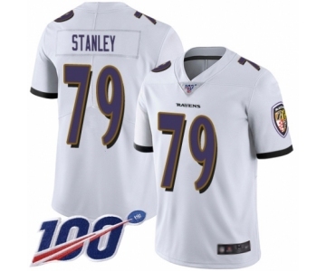 Men's Baltimore Ravens #79 Ronnie Stanley White Vapor Untouchable Limited Player 100th Season Football Jersey