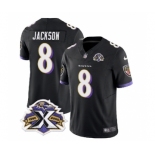 Men's Baltimore Ravens #8 Lamar Jackson Black 2023 F.U.S.E With Patch Throwback Vapor Limited Stitched Jersey